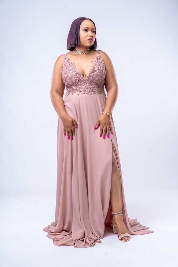 Dusty Rose Enchantment High-Slit Gown