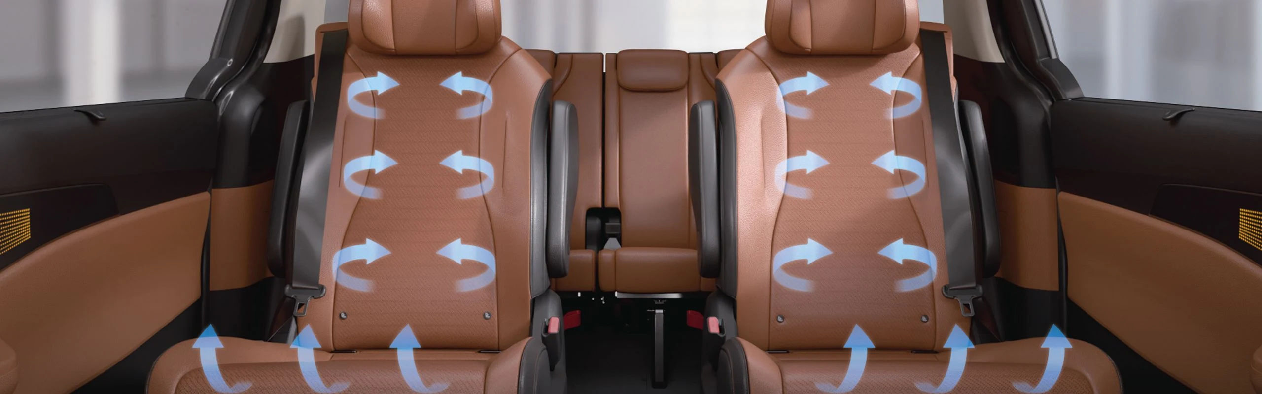 2nd-Row Powered VIP Lounge Relaxation Seats with Powered Ottoman Leg Support, Heating & Ventilation