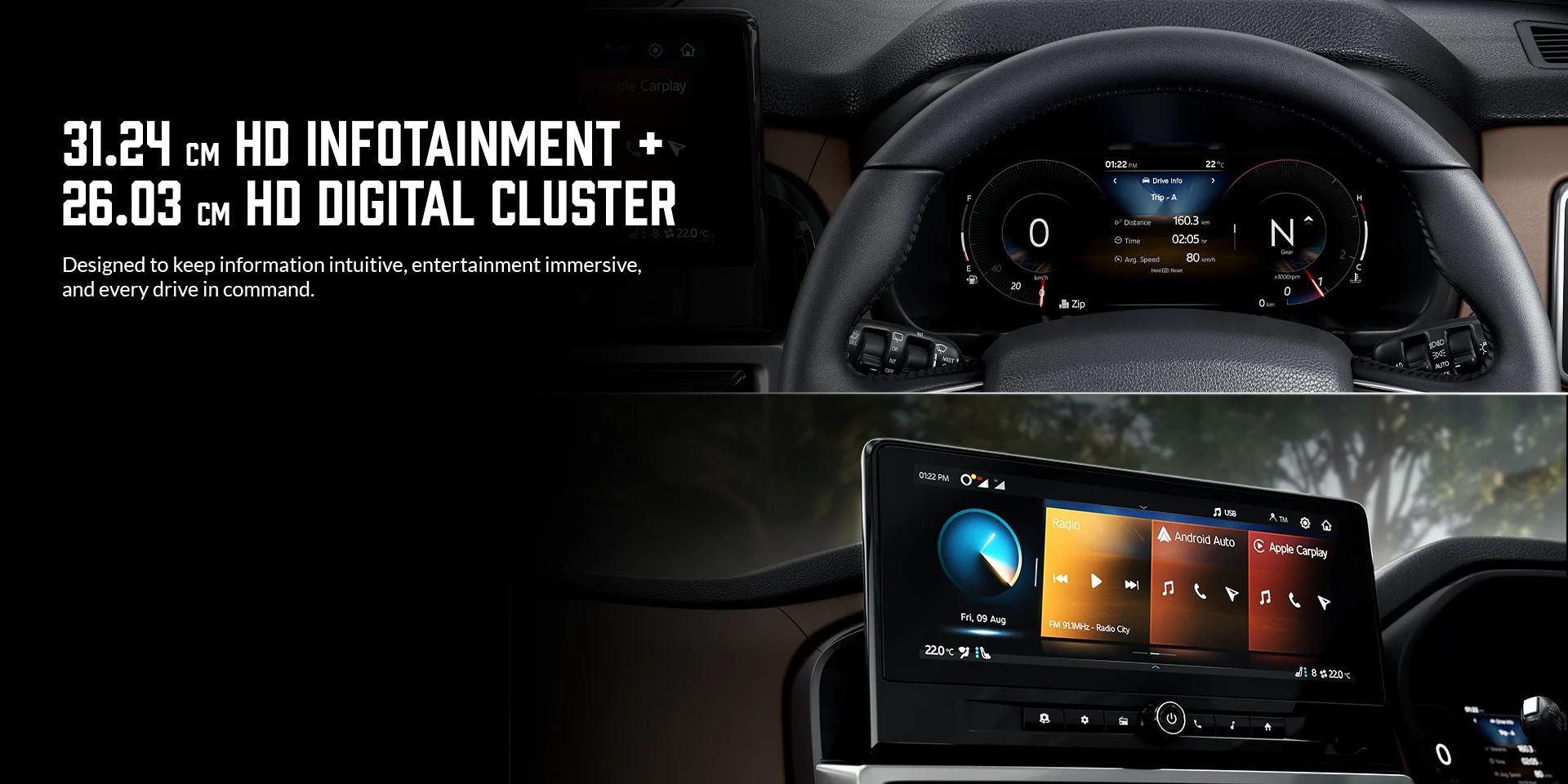20.32 cm Touchscreen Infotainment with 17.78 cm High-Resolution Driver Digital Information Display