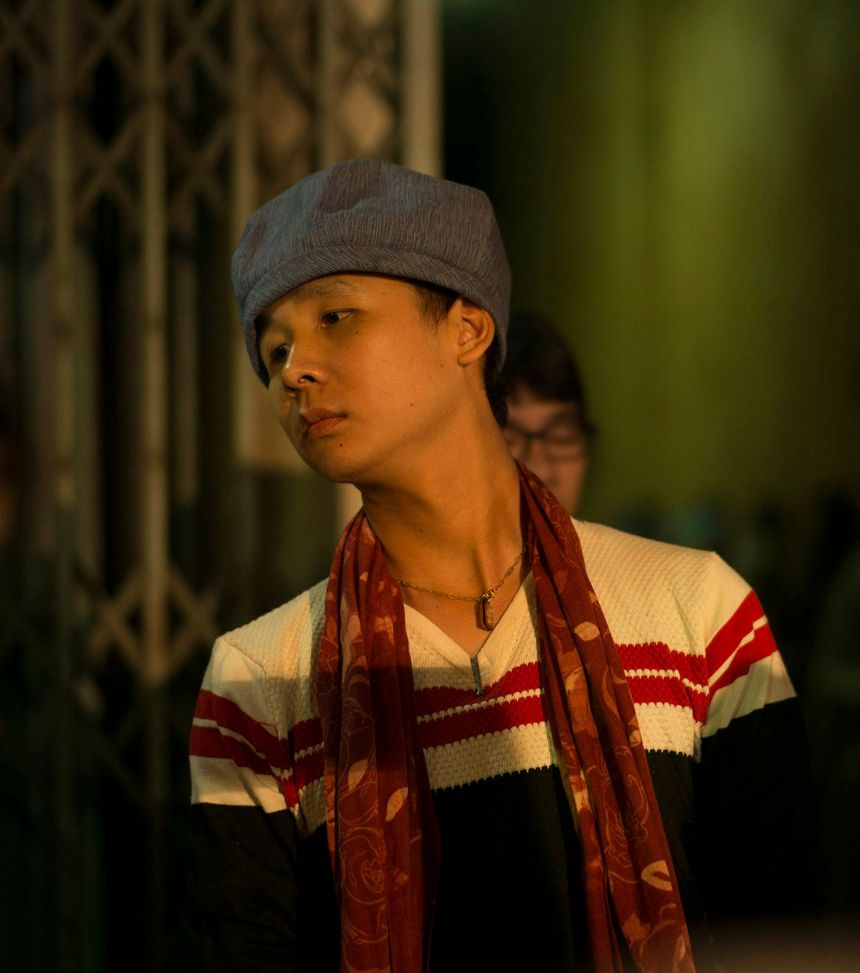 Boy with Scarf Grey Hat