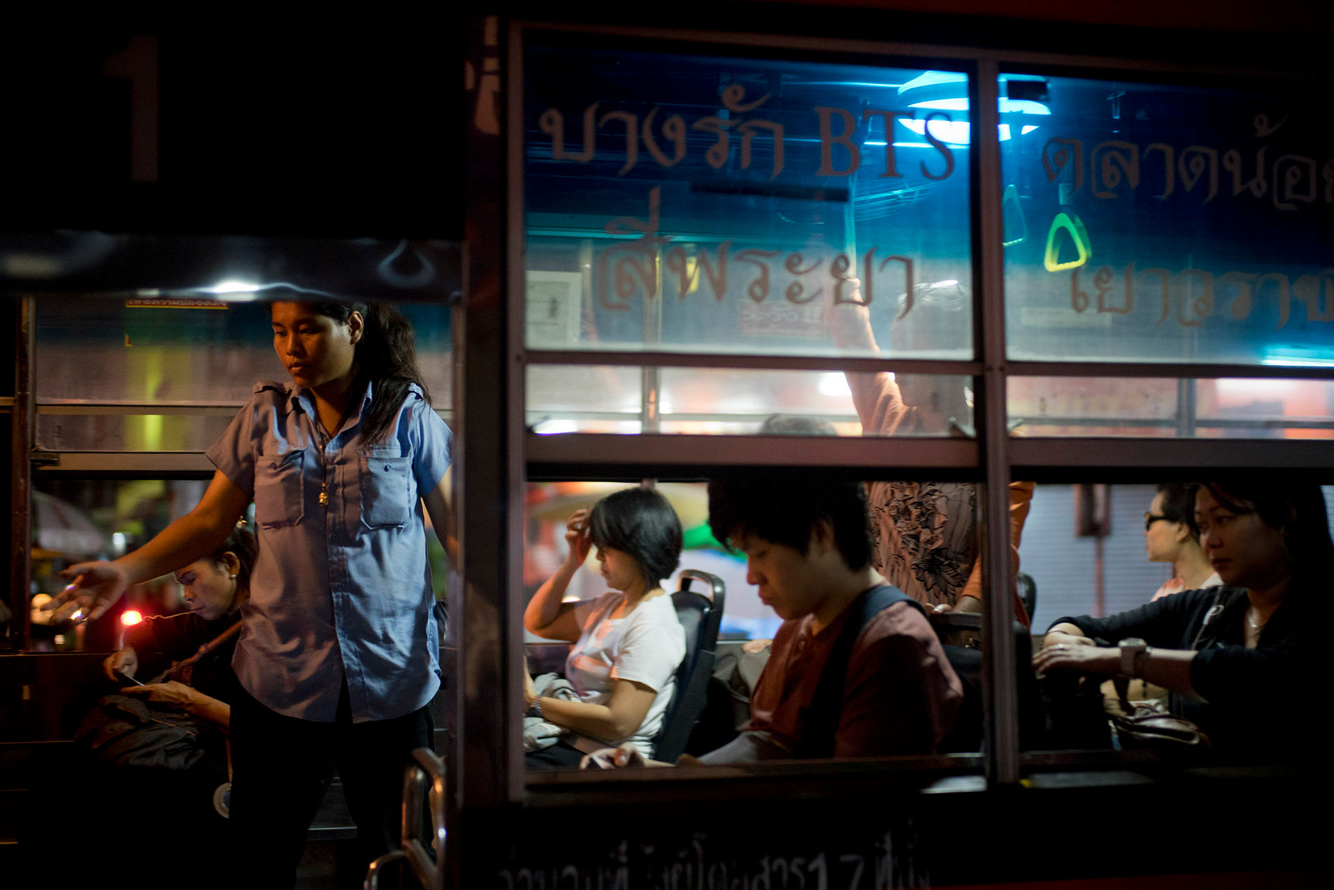 Blue Shirt on Bus