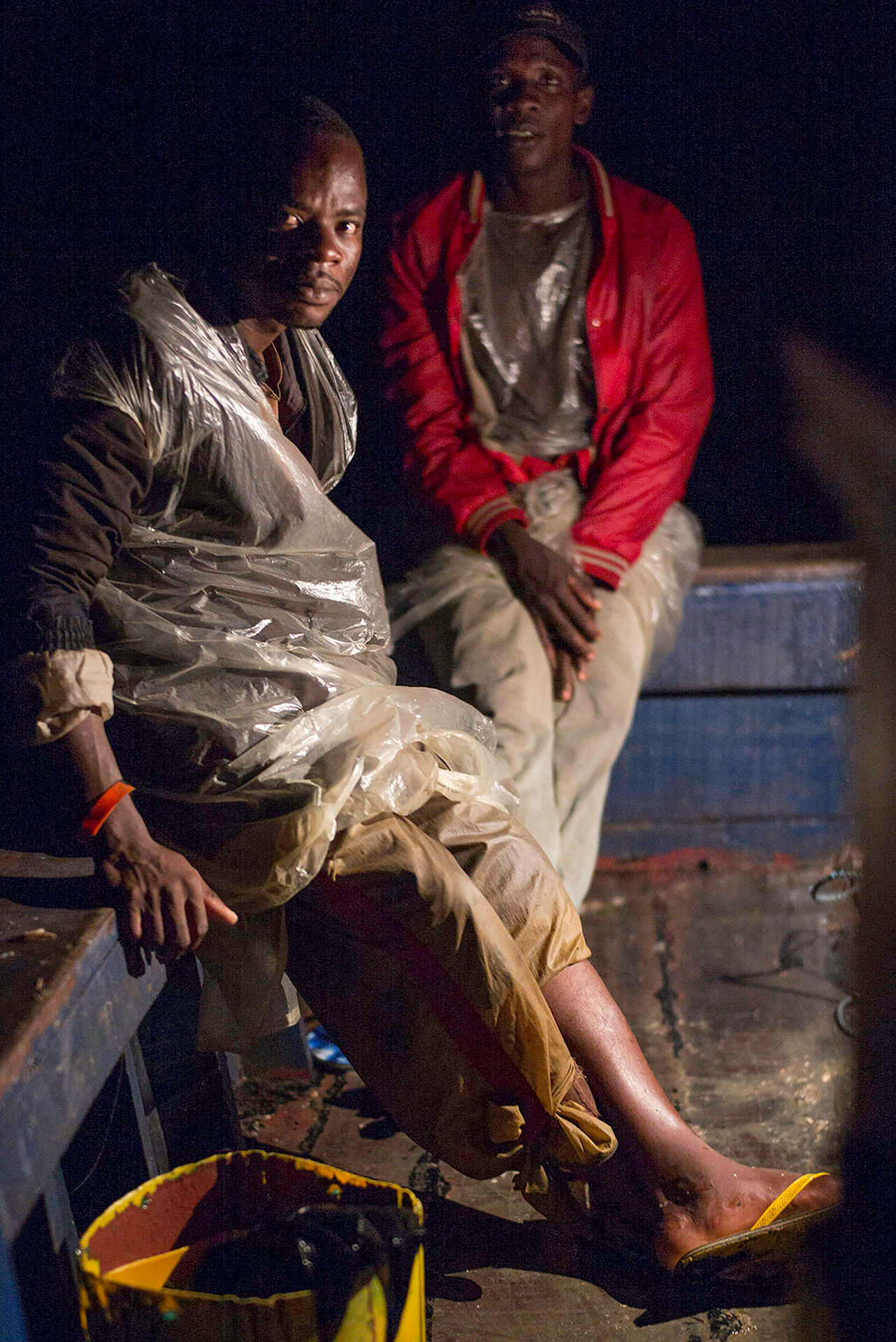 Trawler Crew in Plastic Against the Cold, Elmina