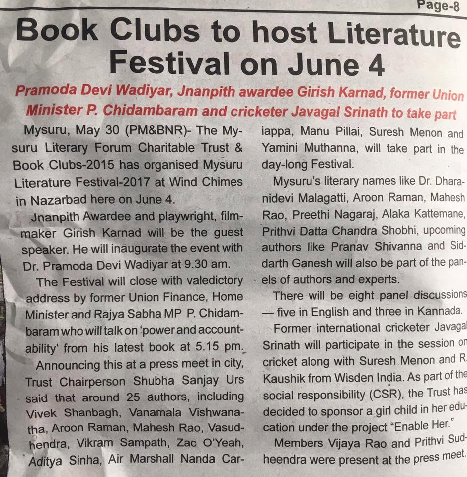 Mysuru Book Clubs in the news