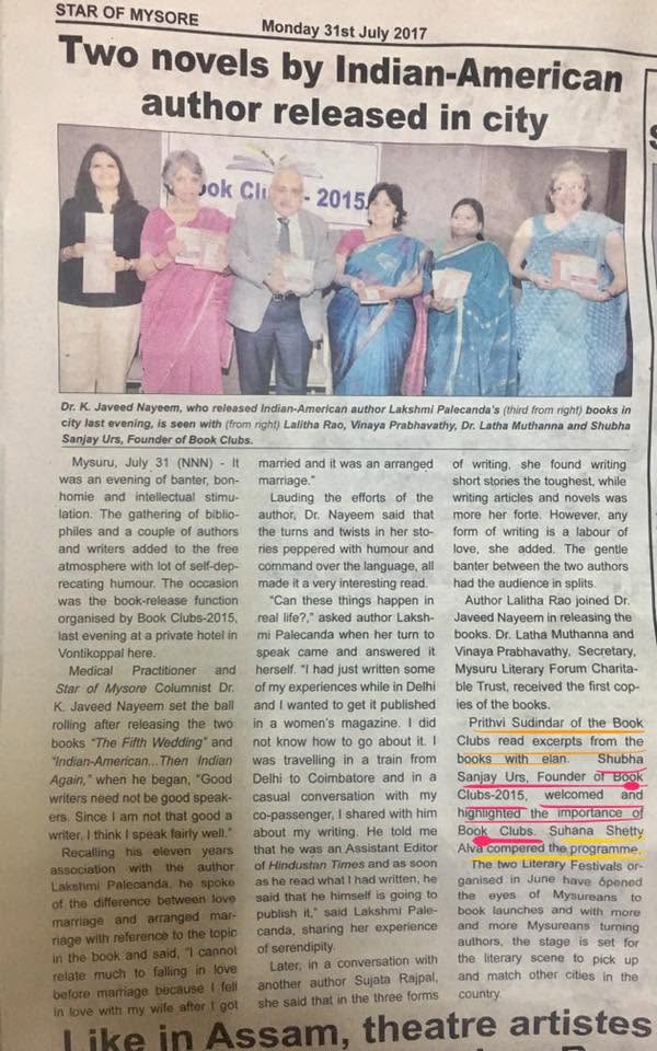 Mysuru Book Clubs in the news