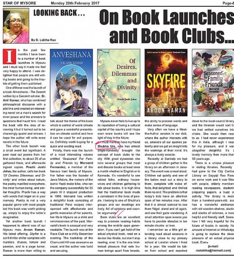 Mysuru Book Clubs in the news