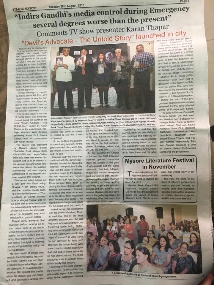 Mysuru Book Clubs in the news