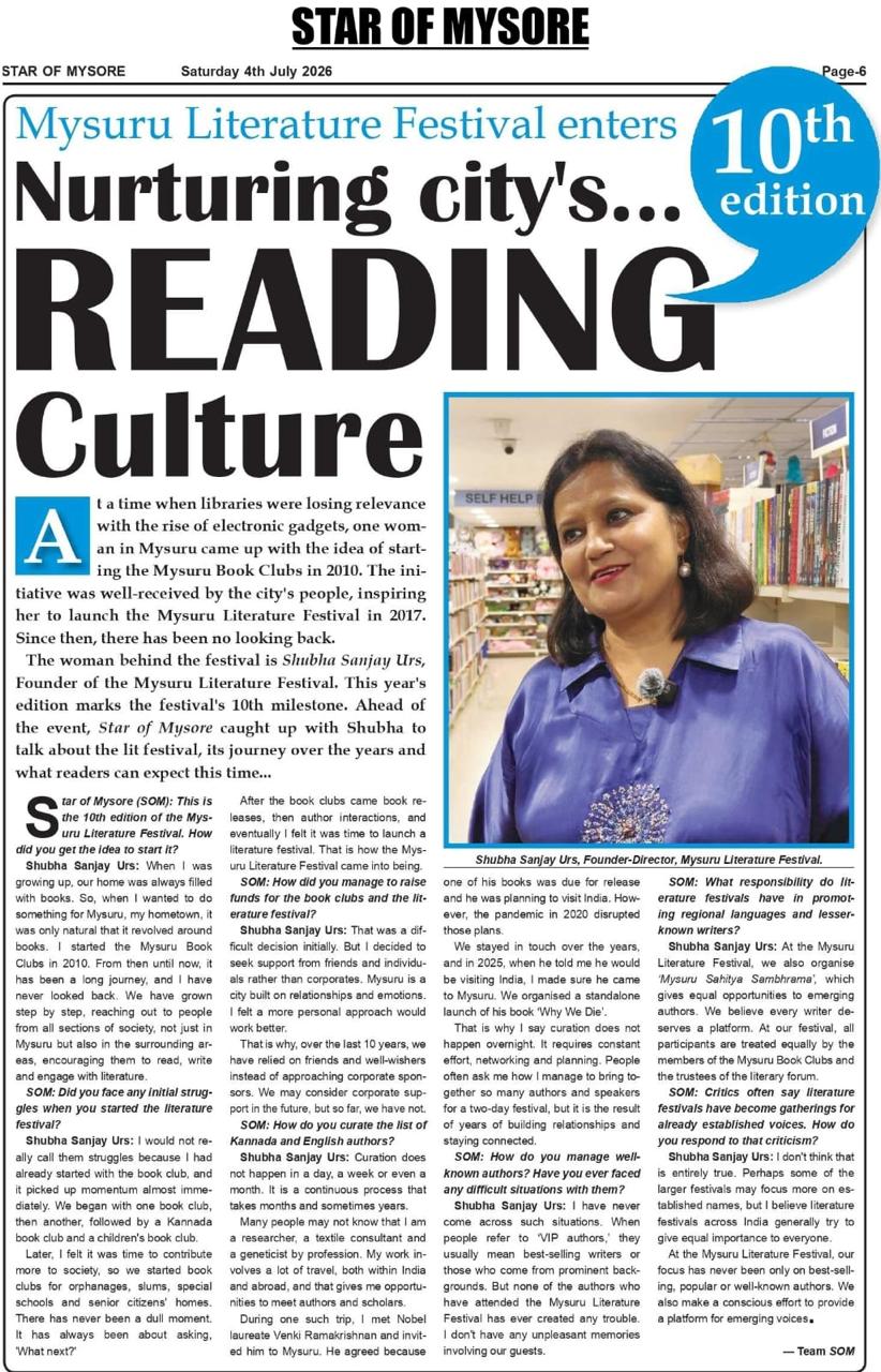 Mysuru Book Clubs in the news