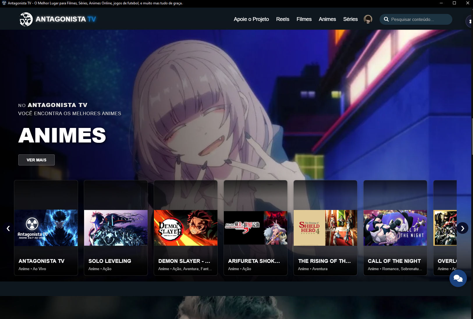 Antagonista TV Versão Desktop - Streaming de Conteúdo em Qualidade HD