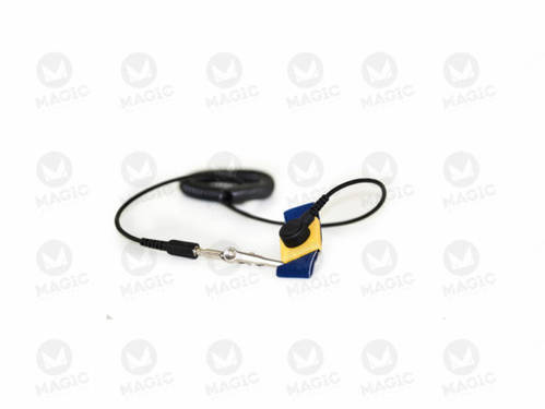 Antistatic, 10mm stud, large fixed fabric wristband with 1,8m wire and 4mm plug for personal safety.