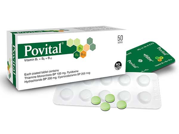 Povital 100 mg+200 mg+200 mcg Packaging
