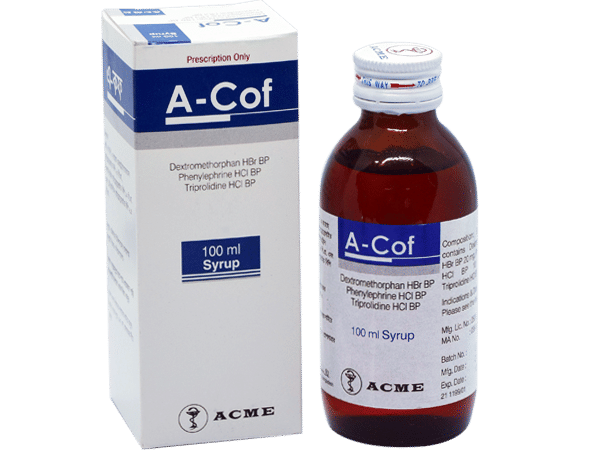 A-Cof (10 mg+30 mg+1.25 mg)/5 ml Packaging