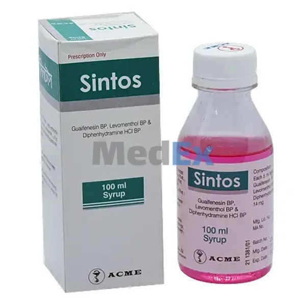 Sintos (100 mg+1.1 mg+14 mg)/5 ml Packaging