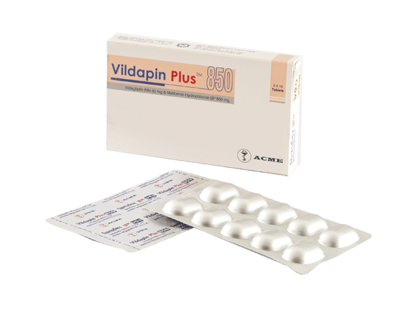 Vildapin Plus 50 mg+850 mg Packaging