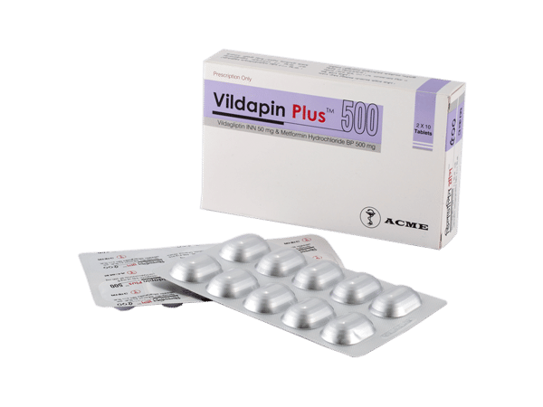Vildapin Plus 50 mg+500 mg Packaging