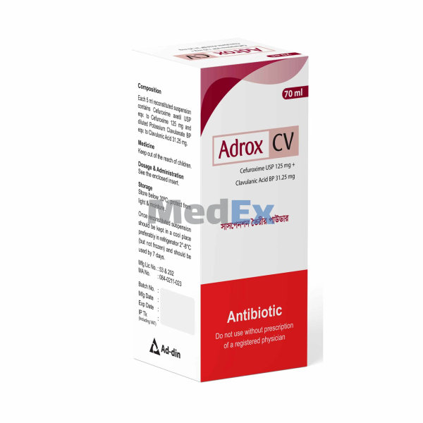 Adrox CV (125 mg+31.25 mg)/5 ml Packaging