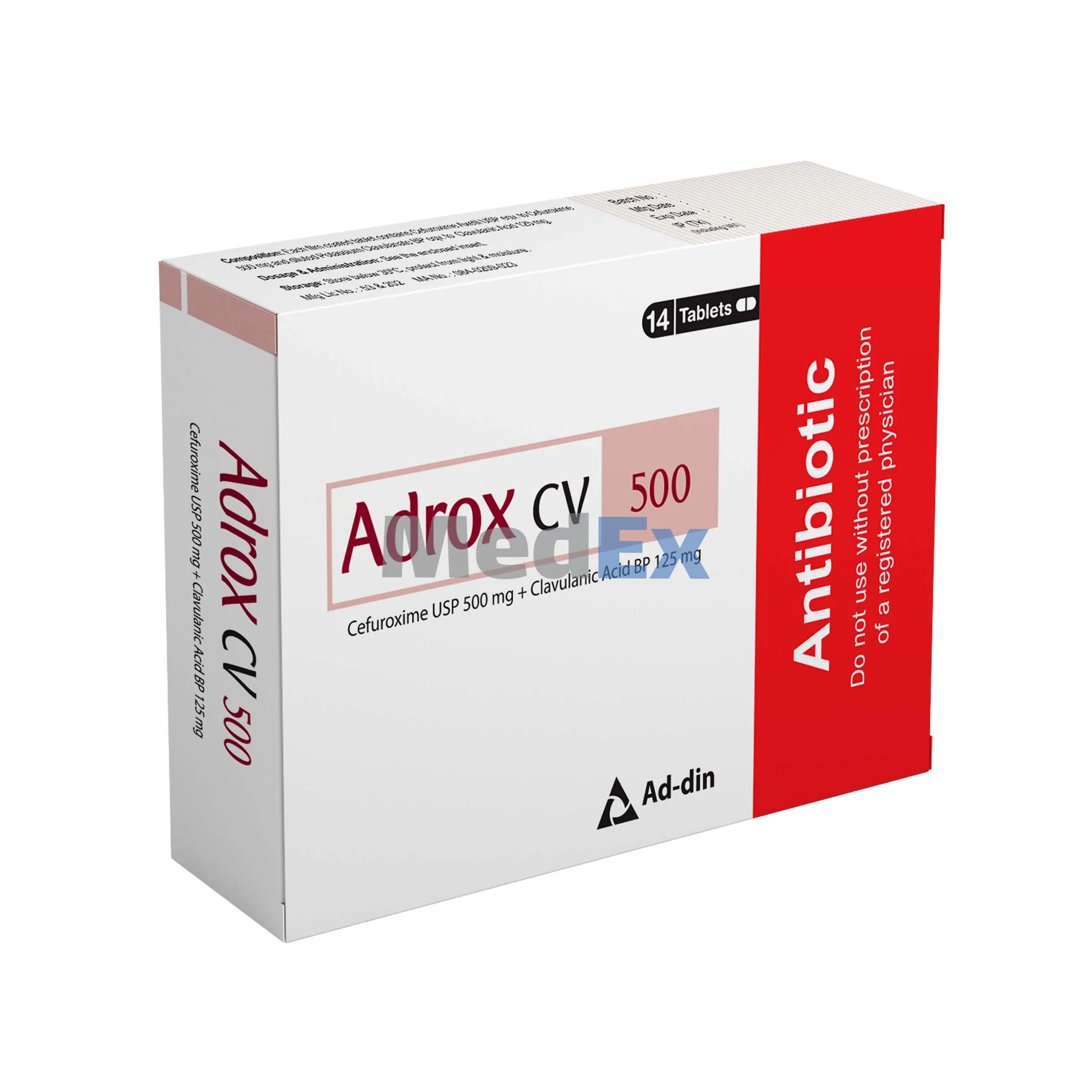 Adrox CV 500 mg+125 mg Packaging