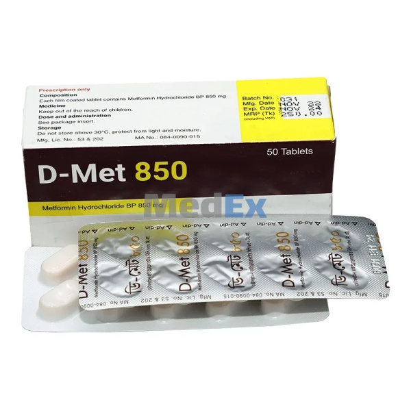D-Met 850 mg Packaging