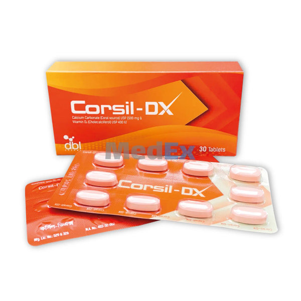 Corsil-DX 600 mg+400 IU Packaging