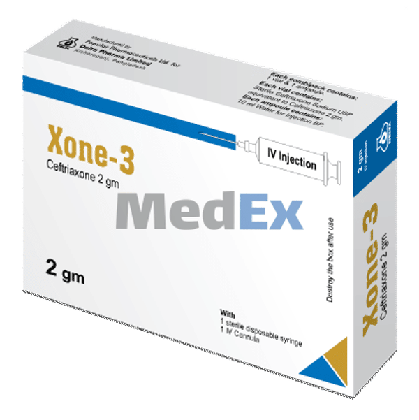 Xone-3 2 gm/vial Packaging