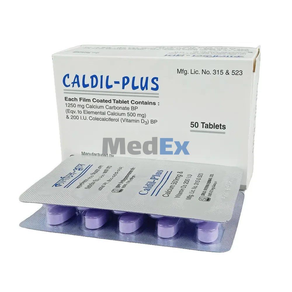 Caldil-Plus 500 mg+200 IU Packaging
