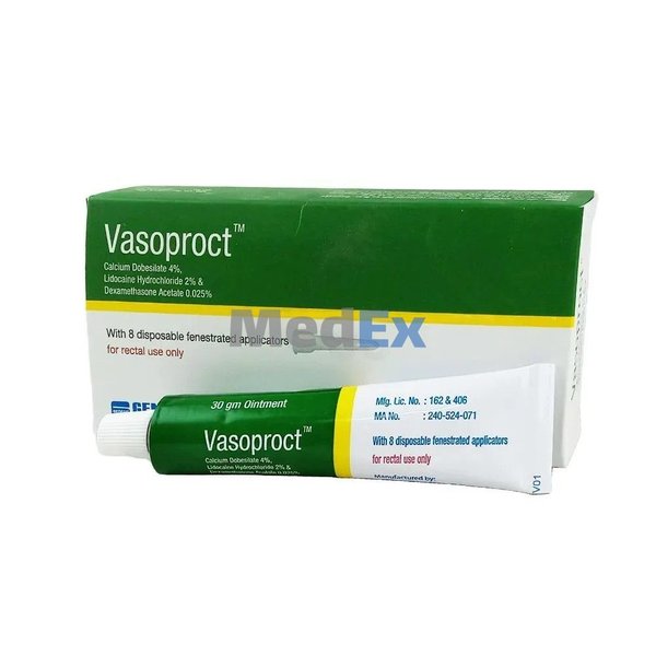 Vasoproct 4%+2%+0.025% Packaging