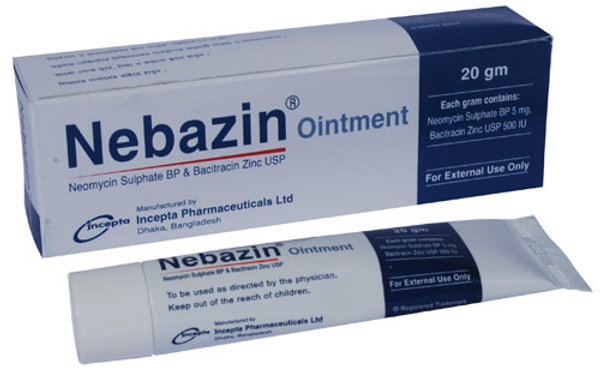 Nebazin (5 mg+500 IU)/gm Packaging