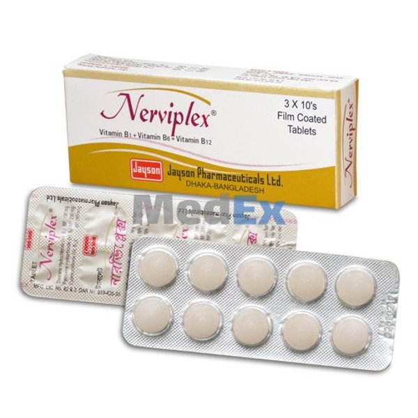 Nerviplex 100 mg+200 mg+200 mcg Packaging