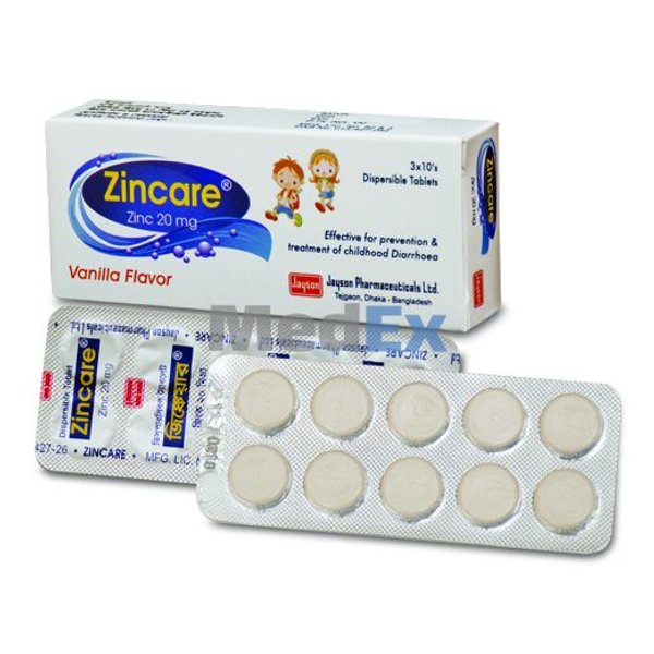 Zincare 20 mg Packaging