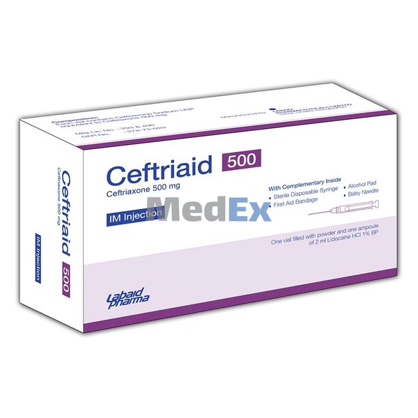 Ceftriaid 500 mg/vial Packaging