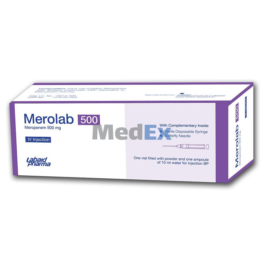 Merolab 500 mg/vial Packaging