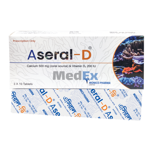 Aseral-D 500 mg+200 IU Packaging