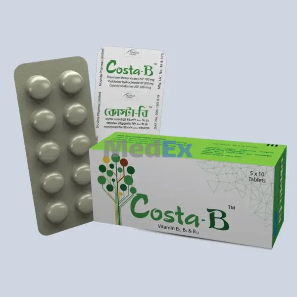 Costa-B 100 mg+200 mg+200 mcg Packaging