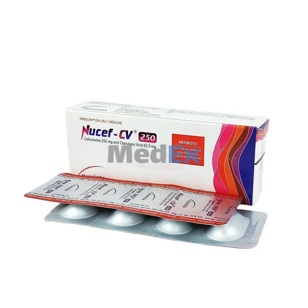 Nucef CV 250 mg+62.5 mg Packaging