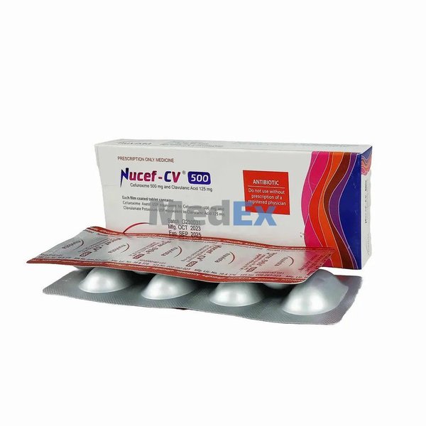 Nucef CV 500 mg+125 mg Packaging
