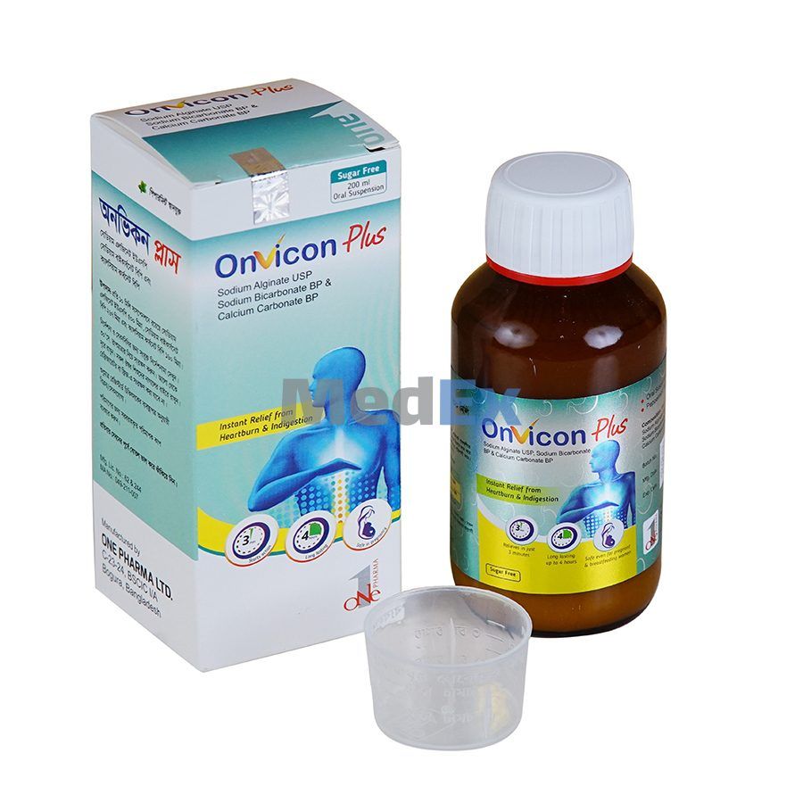 Onvicon Plus (500 mg+267 mg+160 mg)/10 ml Packaging
