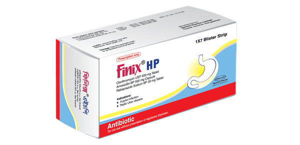 Finix HP 20 mg+1000 mg+500 mg Packaging