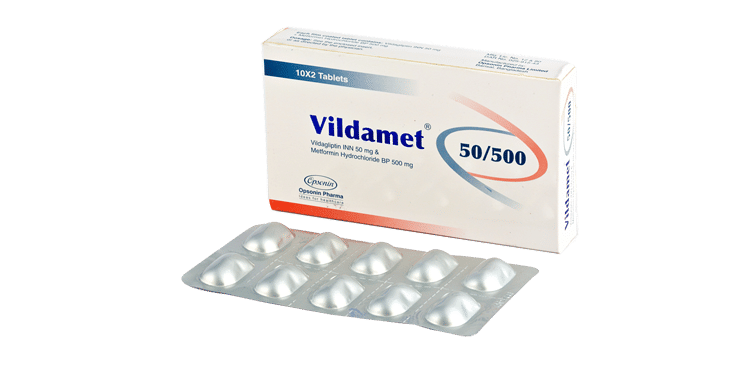 Vildamet 50 mg+500 mg Packaging