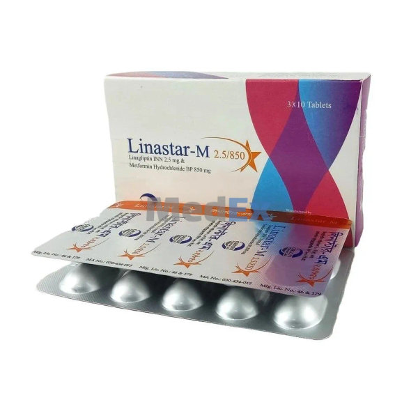 Linastar-M 2.5 mg+850 mg Packaging