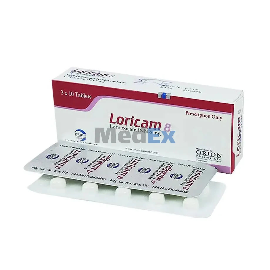 Loricam 8 mg Packaging