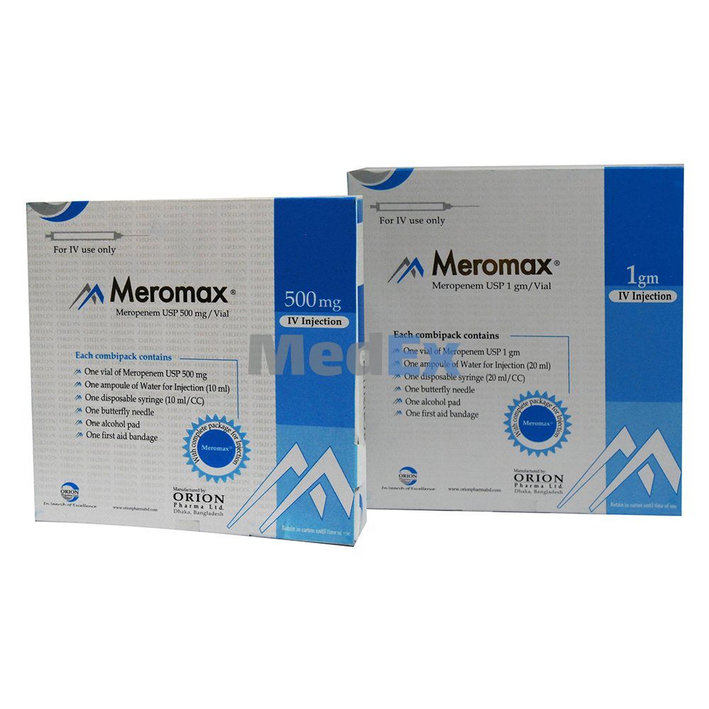 Meromax 500 mg/vial Packaging