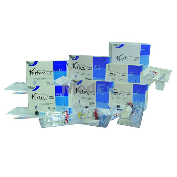 Vertex 500 mg/vial Packaging