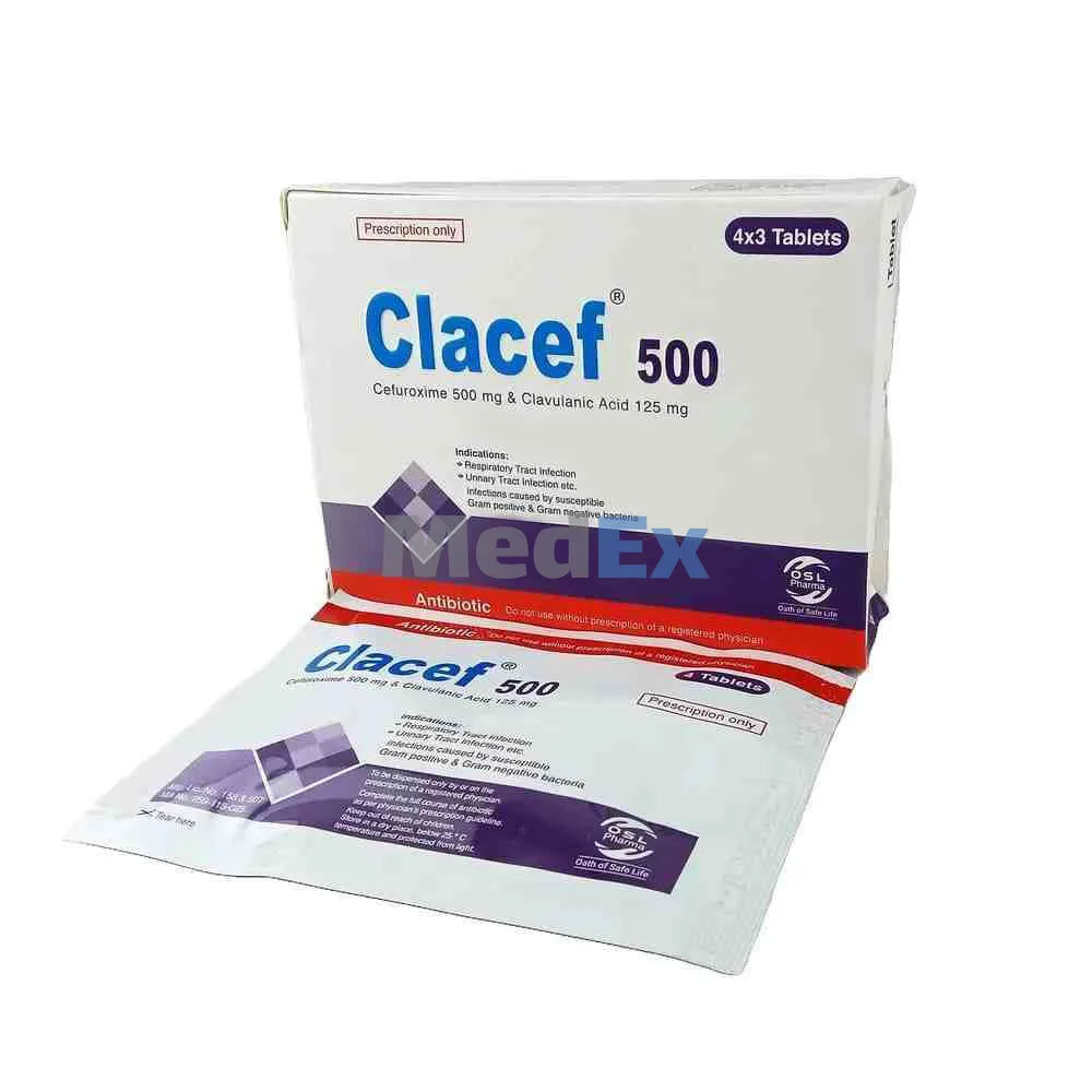Clacef 500 mg+125 mg Packaging