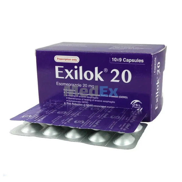 Exilok 20 mg Packaging