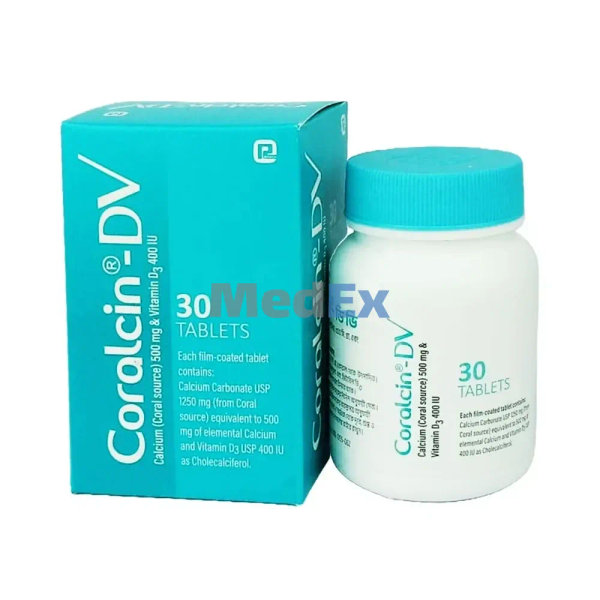 Coralcin-DV 500 mg+400 IU Packaging