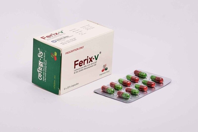 Ferix-V 50 mg+0.50 mg+61.80 mg Packaging
