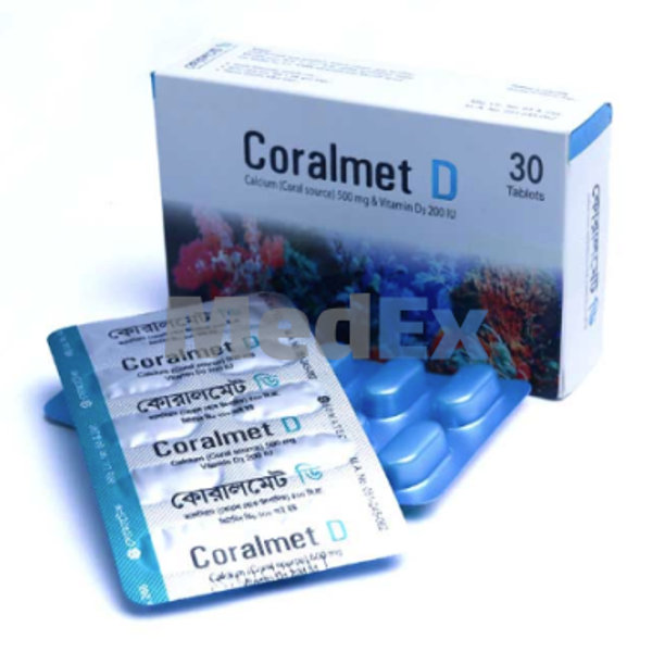 Coralmet D 500 mg+200 IU Packaging