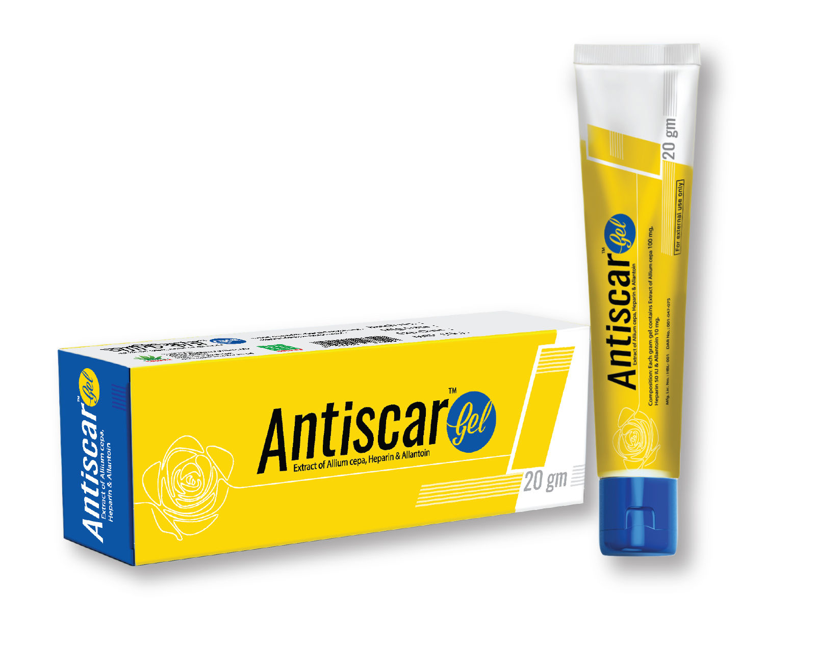 Antiscar 100 mg+50 IU+10 mg Packaging
