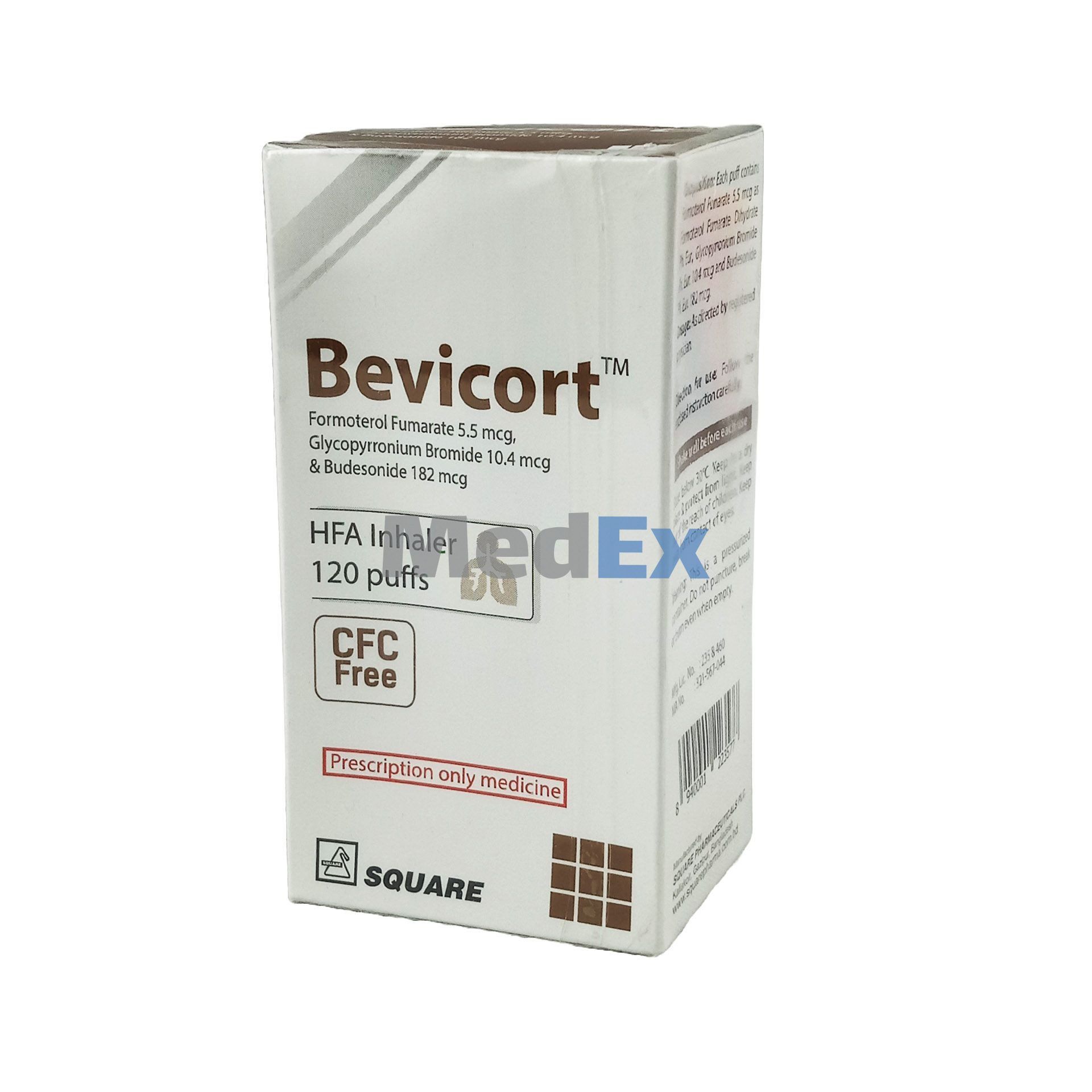 Bevicort (5.5 mcg+10.4 mcg+182 mcg)/actuation Packaging