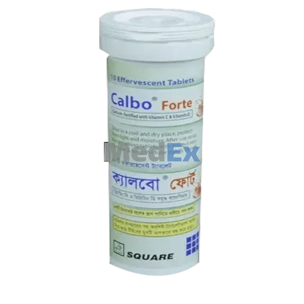 Calbo Forte 1000 mg+327 mg (Conventional calcium)+500 mg+400 IU Packaging