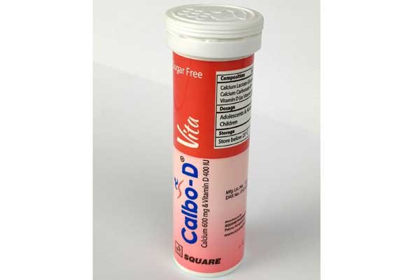 Calbo-D Vita 1358.196 mg+600 mg (Elemental calcium)+400 IU Packaging